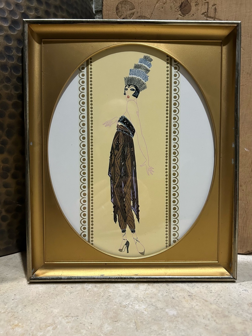 ERTE Vintage Book Print- “Temptress” Framed Art